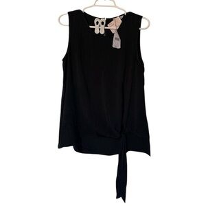 Naked Zebra NWT Black Tank Blouse Zipper Back Tie in Front Size M